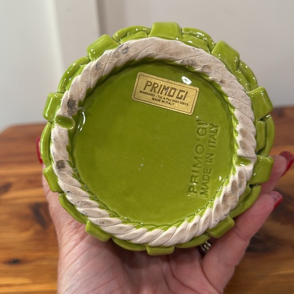Primo Gi Bassano Made in Italy Green Woven Pottery Vase - Picture 5 of 5